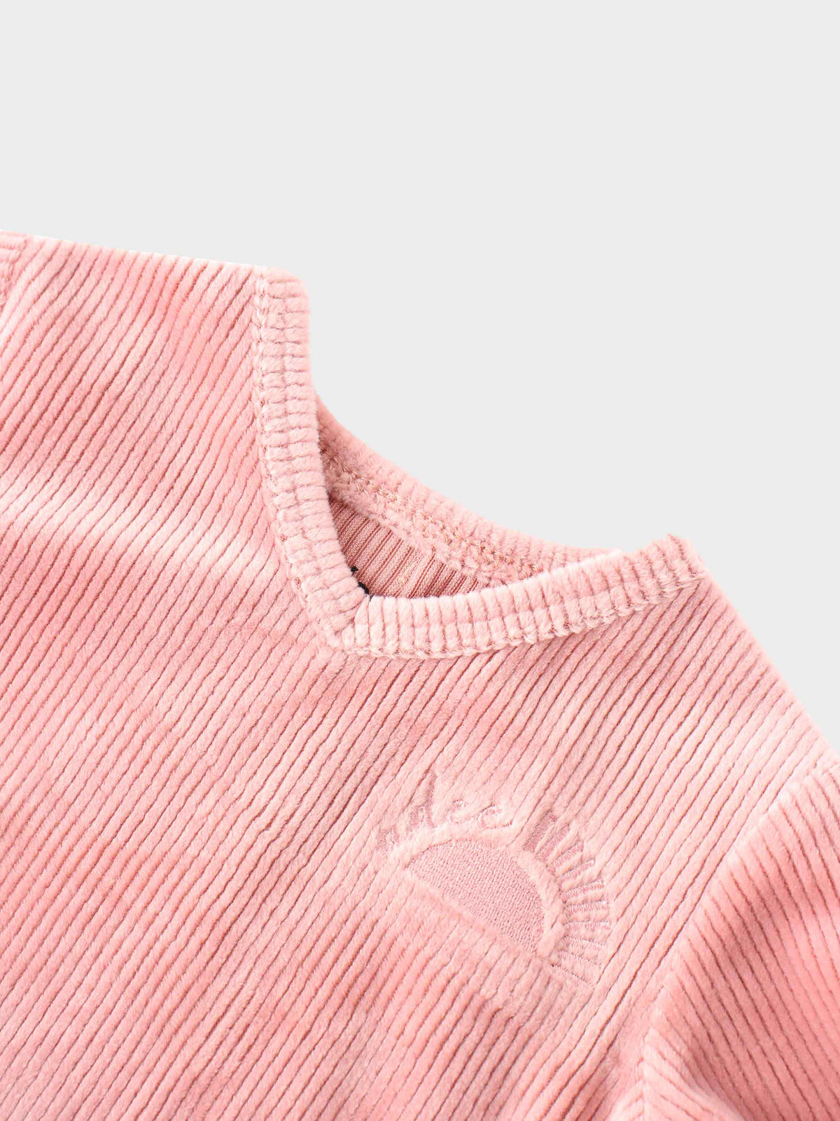 Ribbed velour pink girls pajama top by Adee with embroidered logo