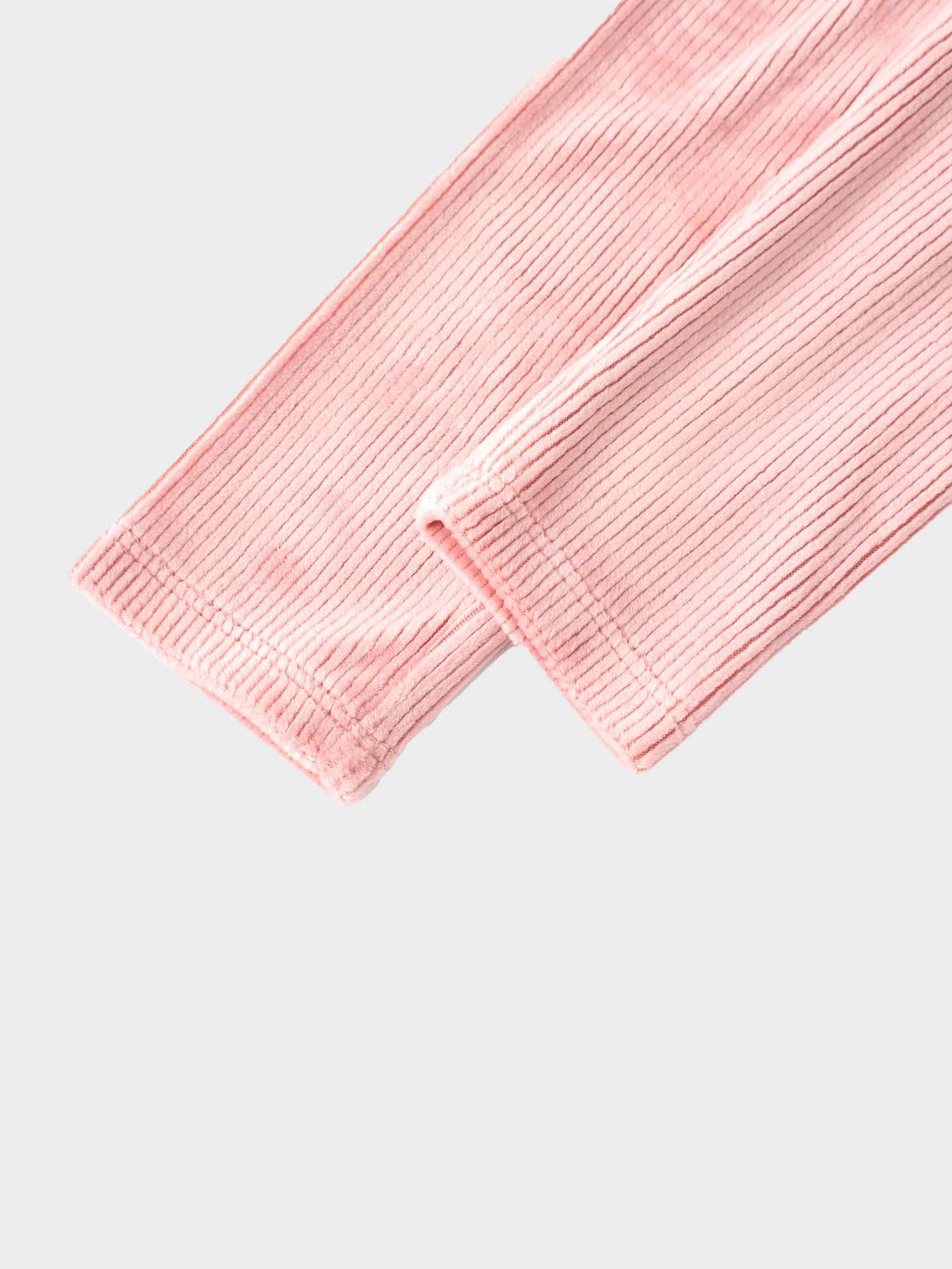 Ribbed Velour Pajama - Pink; pink ribbed fabric with long sleeves for girls