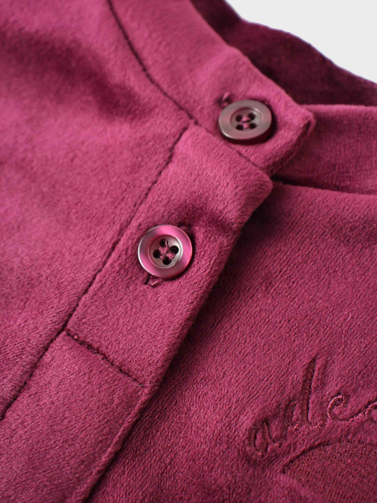 Velour Bomber Set Burgundy for girls by Adee; burgundy velour pajama top with button-front