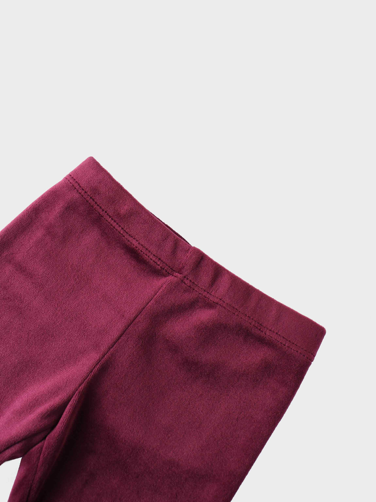 Velour Bomber Set Burgundy girls pajamas by Adee; close-up of burgundy velour sleeve