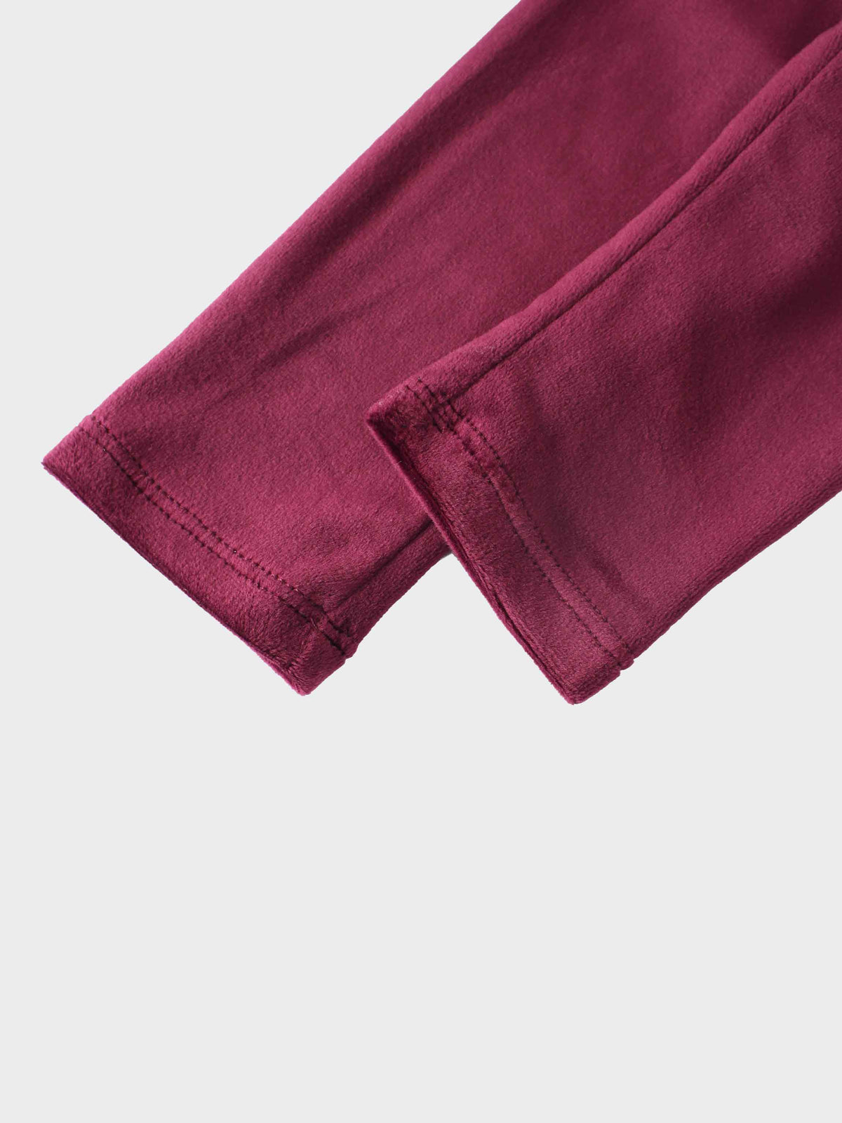Velour bomber set burgundy girls pajamas with cuffed sleeves.