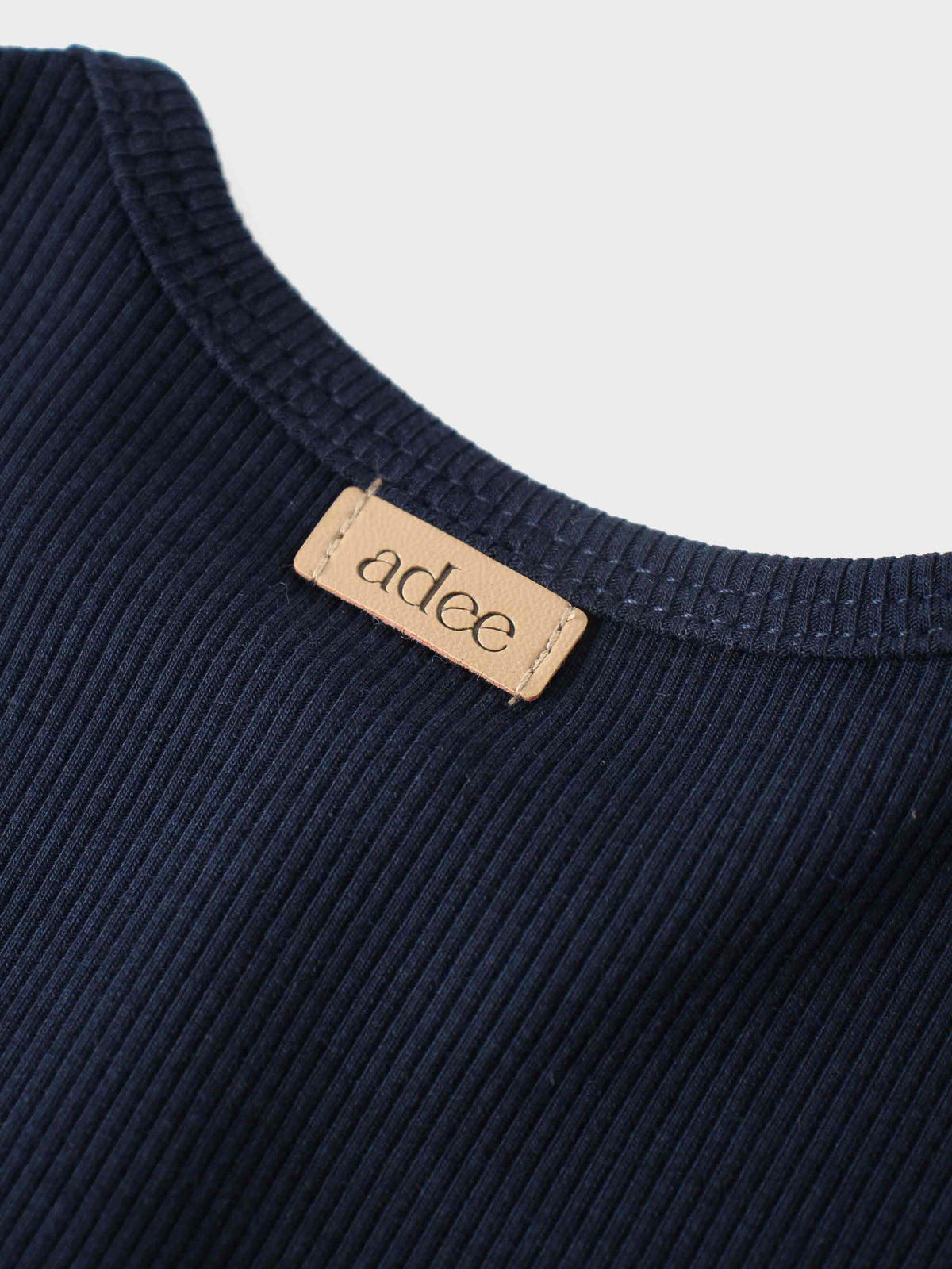 Thin ribbed cardigan, navy knit, Adee; unisex dressy top