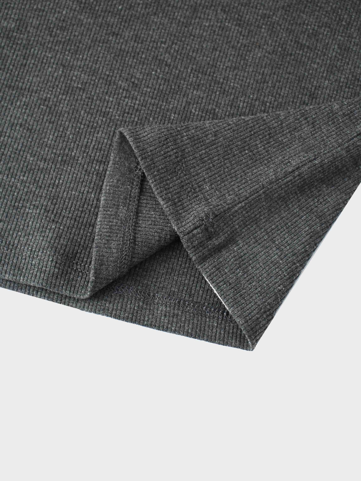 Grey ribbed knit fabric with folded cuff from Ribbed Puff Sleeve Shirt - Grey