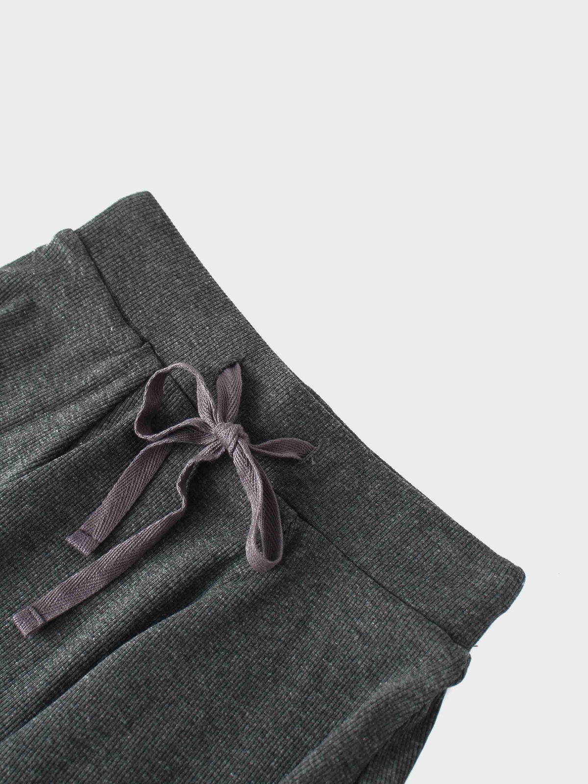 cute grey skirt with an elastic waistband and drawstring bow