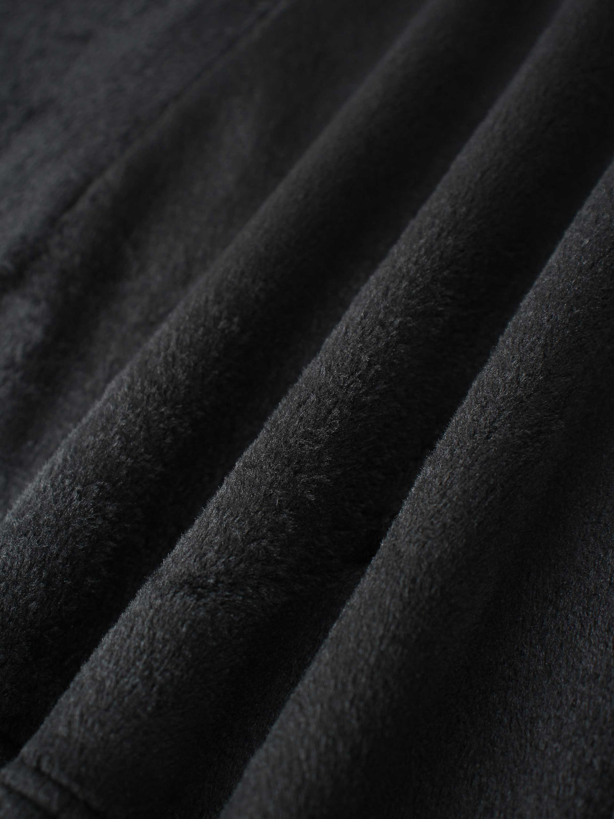 6 Panel Skirt in Black Velour, close-up of soft, cozy velvet fabric.