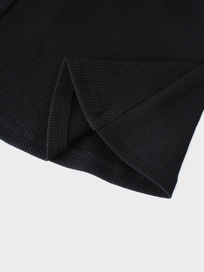 6 Panel Skirt- Black Ribbed