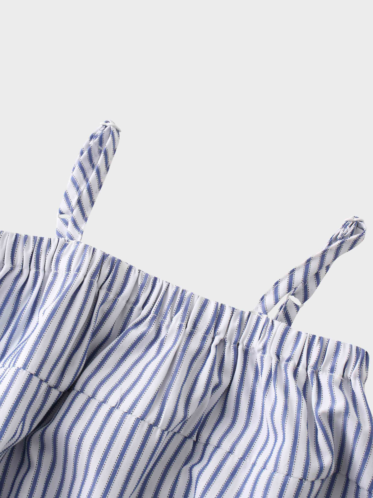 Striped blue baby romper straps