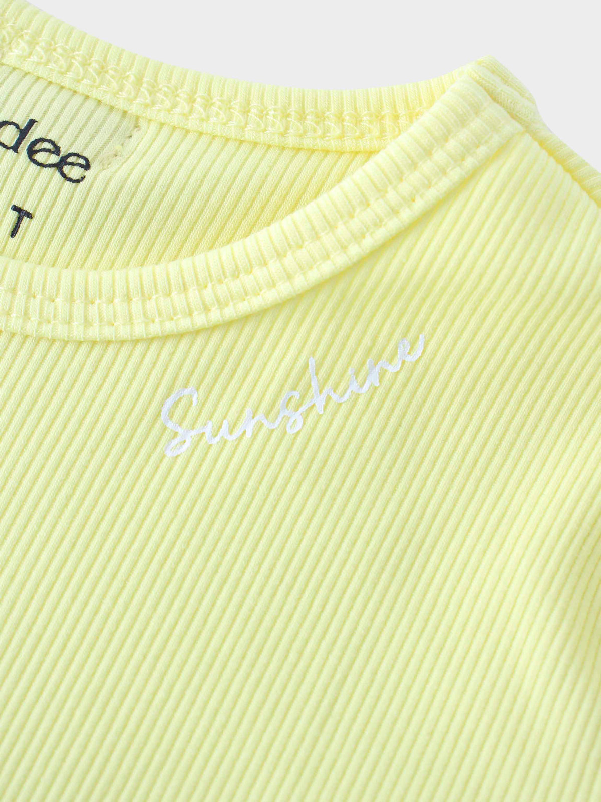 Yellow ribbed shirt with &