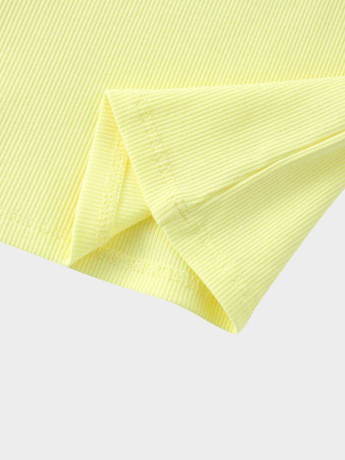 Yellow ribbed fabric detail girls