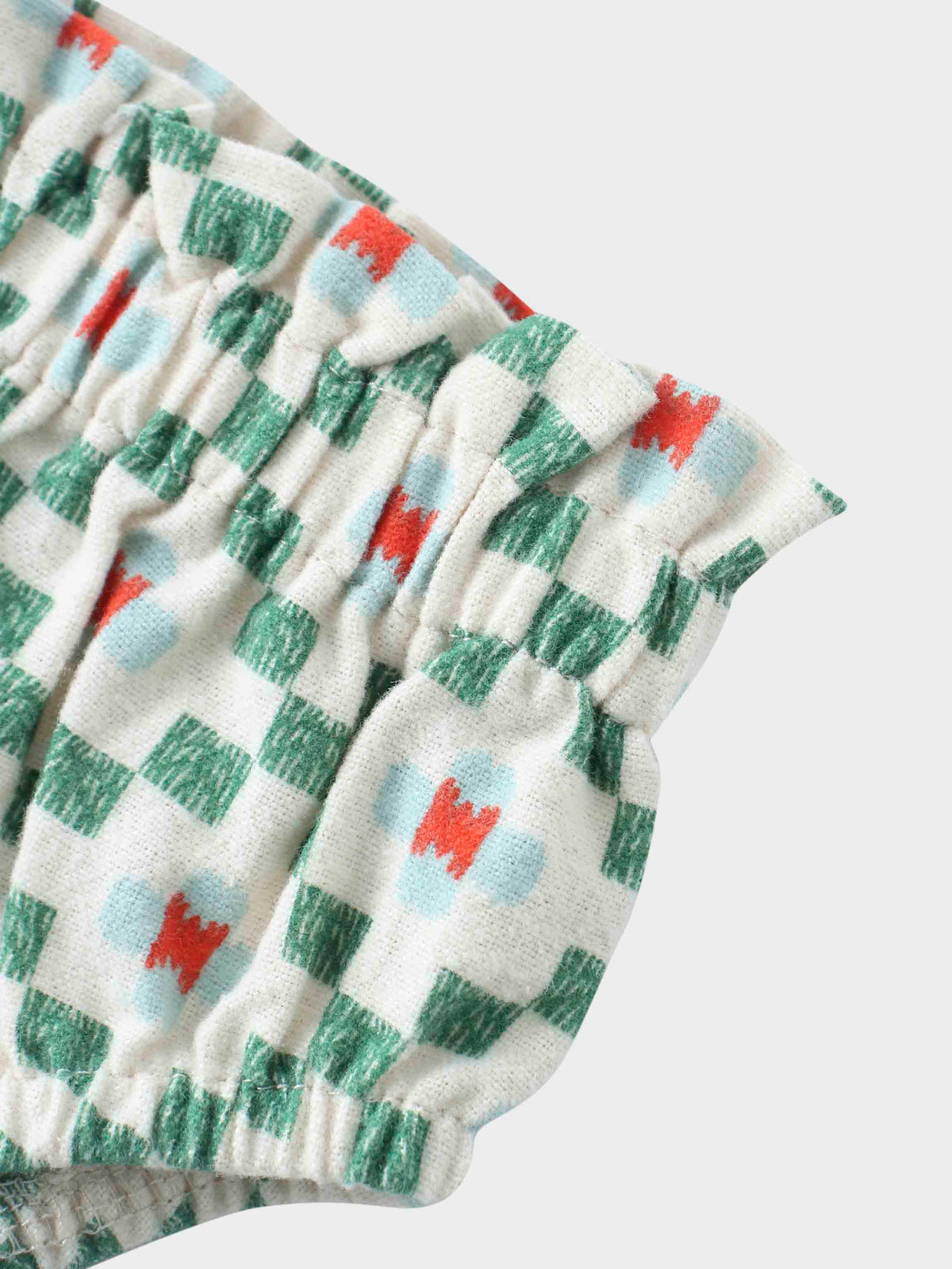Green diamond ruffle bloomers detail