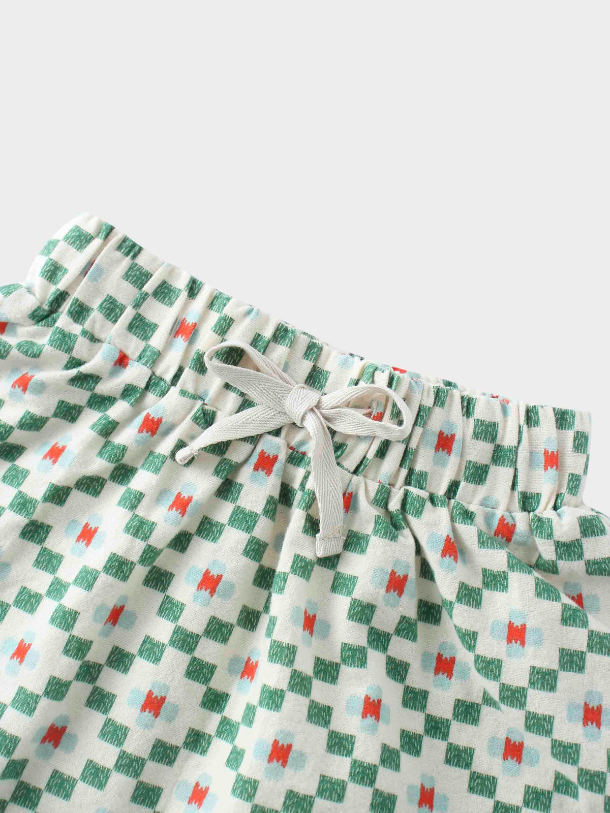Elastic waistband skirt with ties