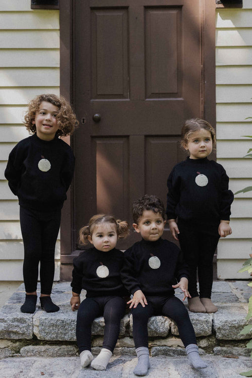 Boys and girls in fuzzy fruit sweatshirt set