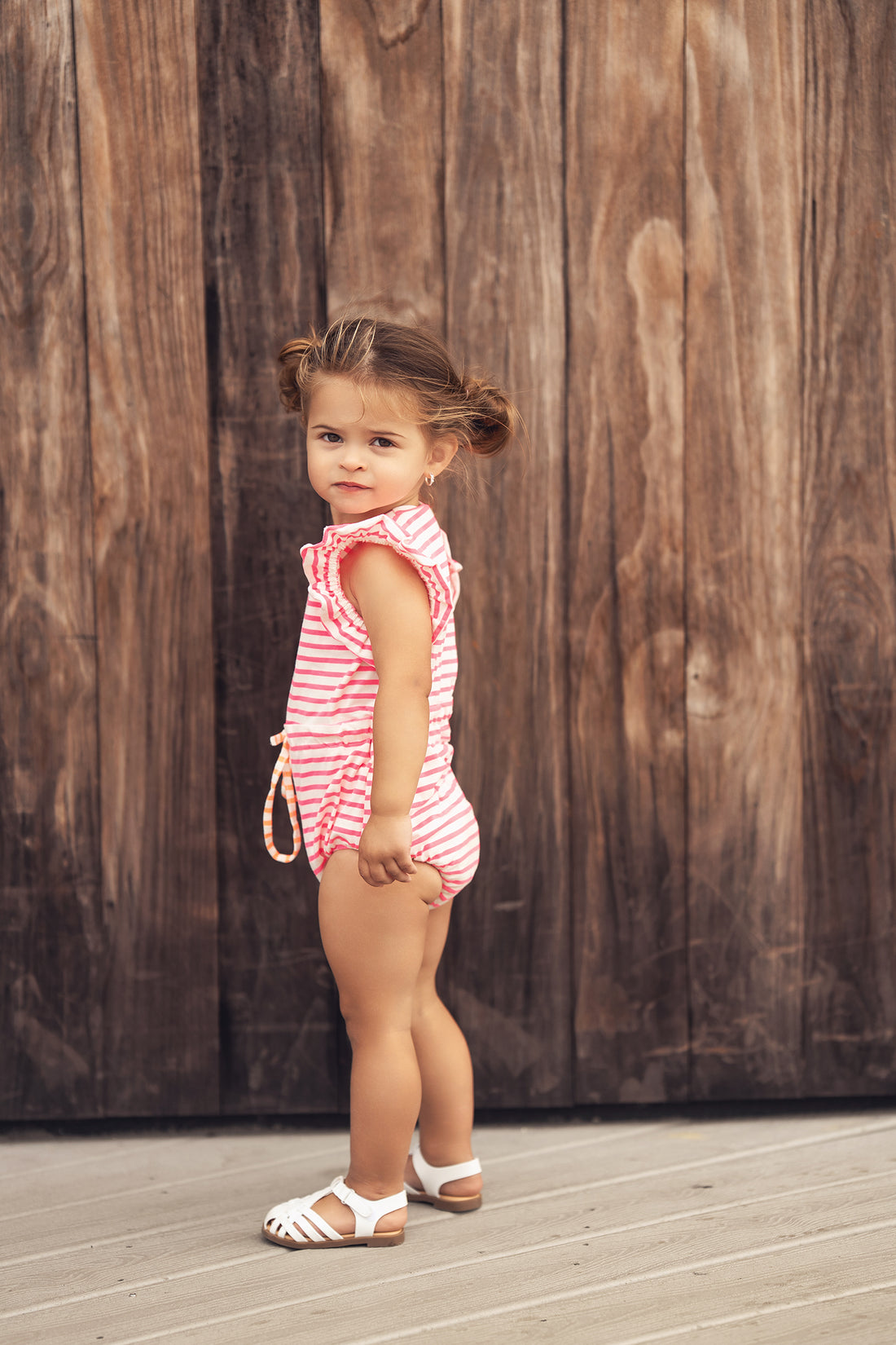 Neon Pink Striped Romper