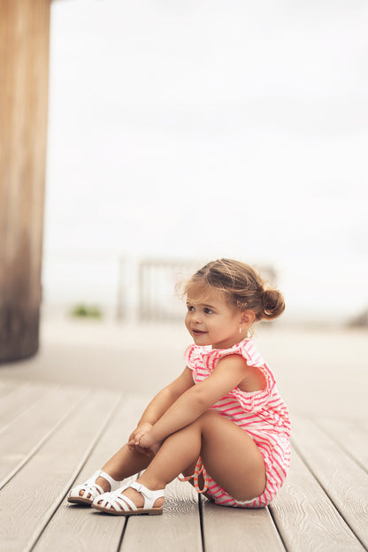 Neon Pink Striped Romper