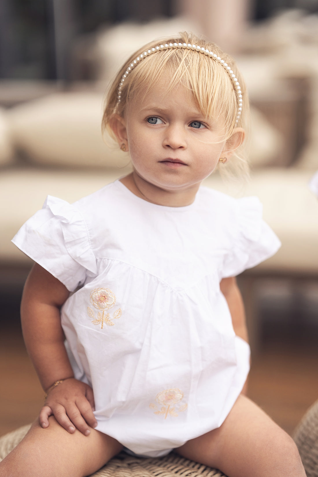 Embroidered Flower Romper