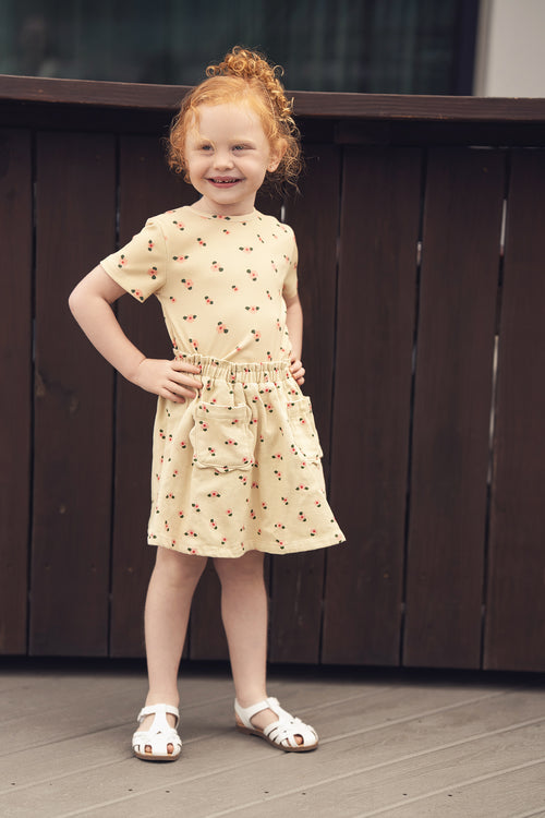 Tan Floral Skirt for girls by Adee with elastic waistband and pockets