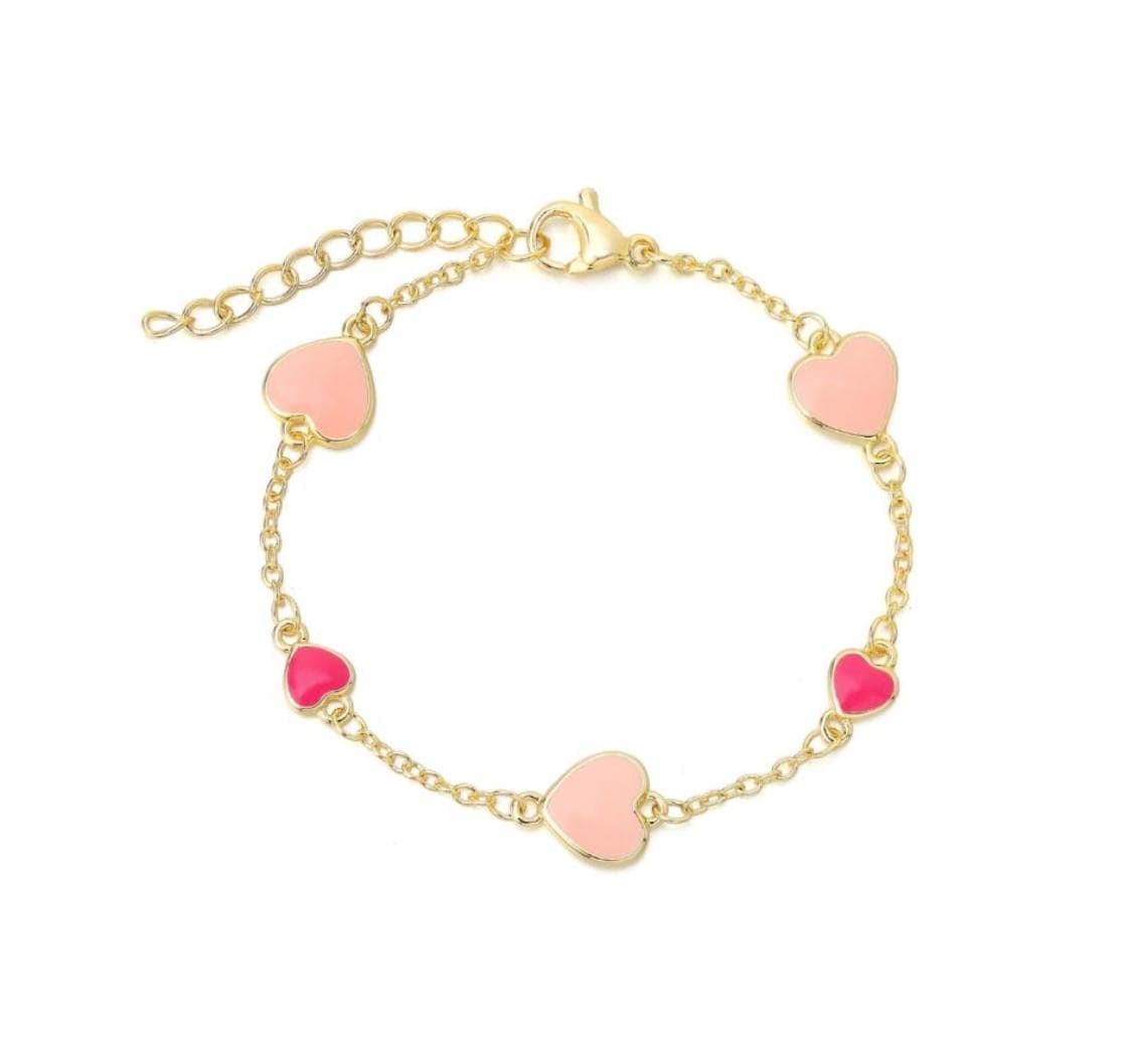 Big Enamel Heart Charm Bracelet