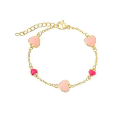 Big Enamel Heart Charm Bracelet