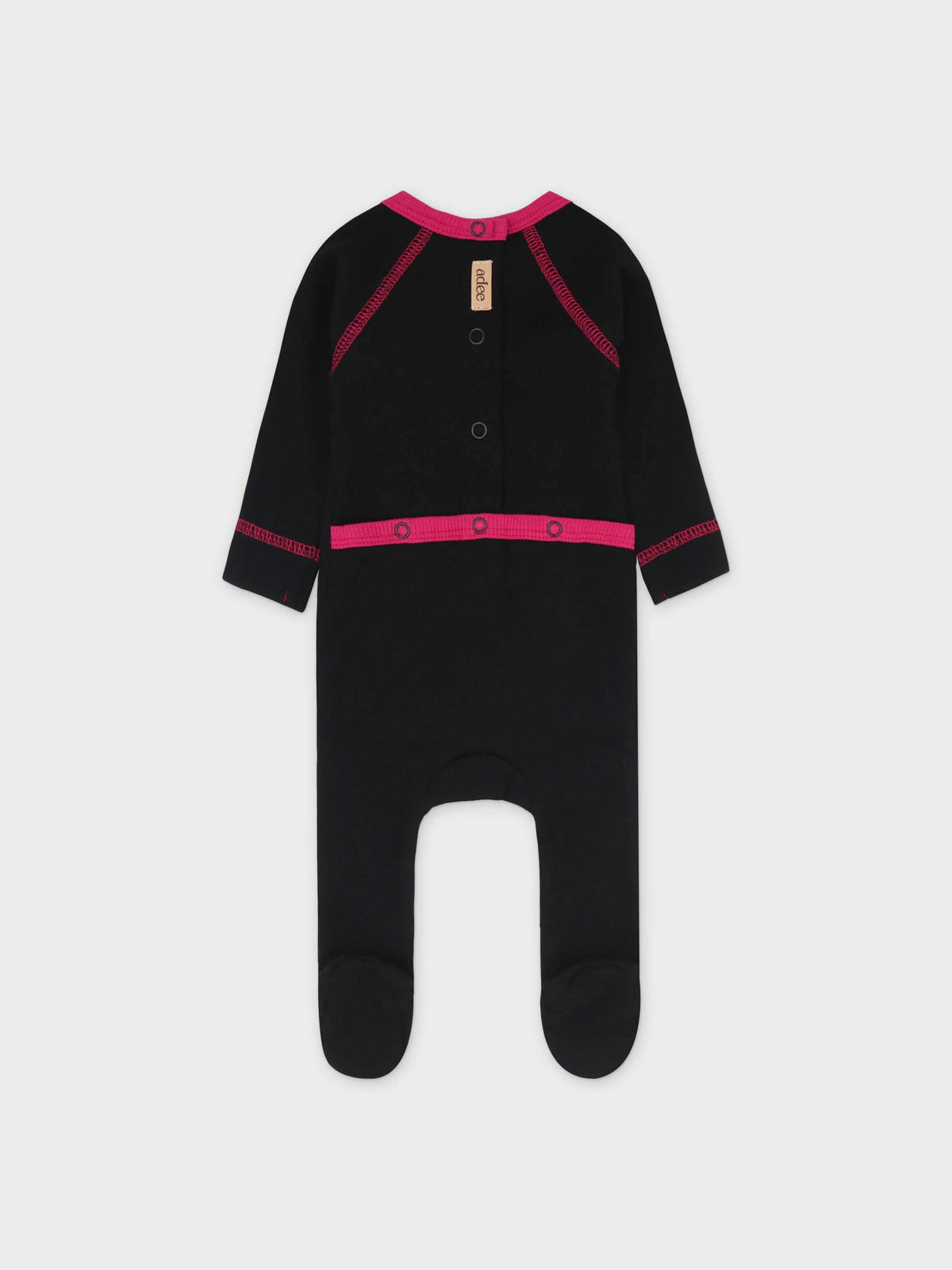 Baby jumpsuit with hot pink accents