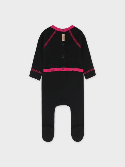 Baby jumpsuit with hot pink accents