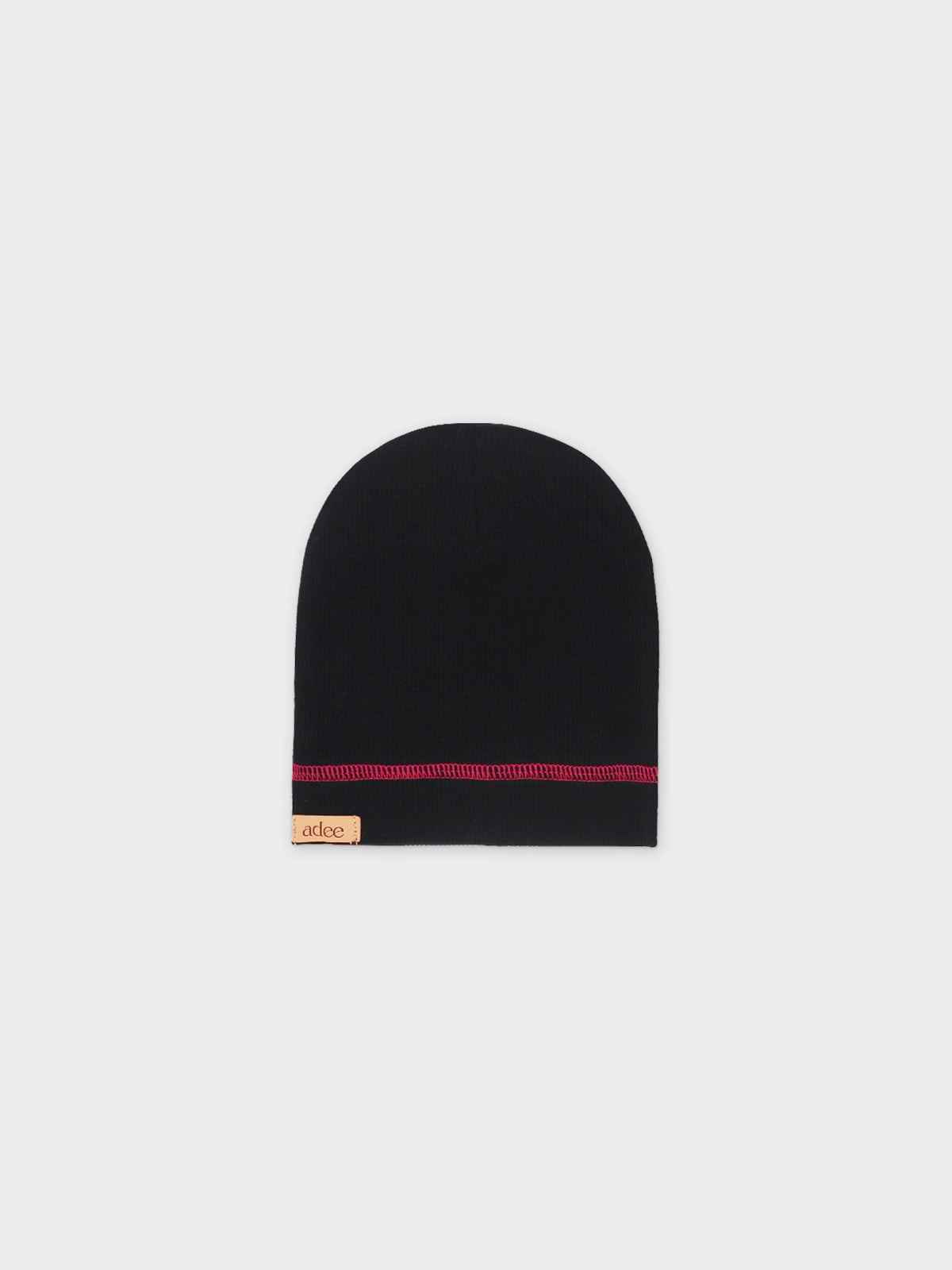 Black baby jumpsuit hat with pink stitching