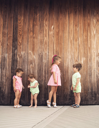 Neon Pink Striped Romper