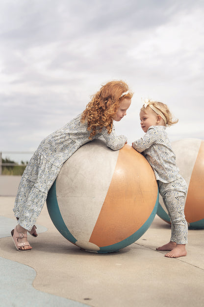 Blue Floral Robe - 3/4 Sleeves