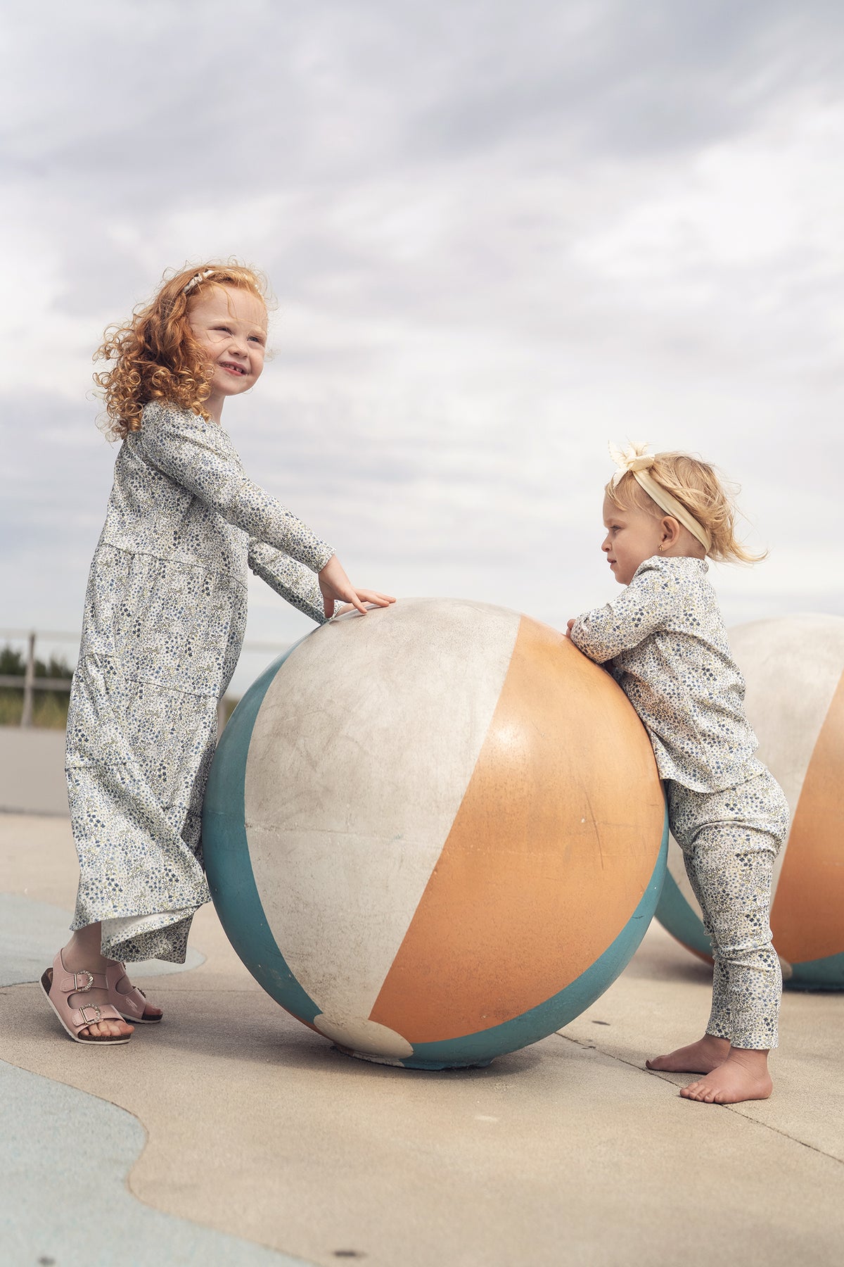 Blue Floral Robe for girls, dressy 3/4 sleeves; two girls pictured by Adee