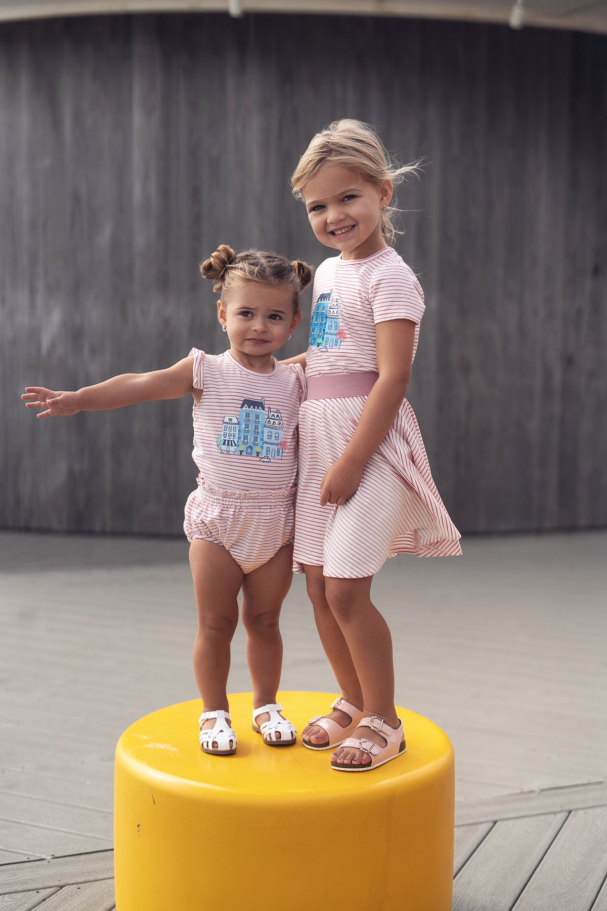 Little Paris Short Sleeve T-Shirt by Adee; pink striped girls&