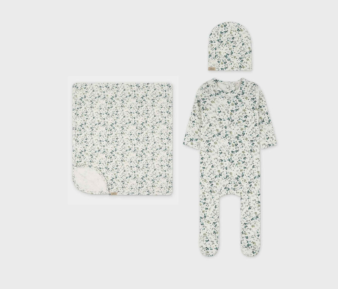 Teal Leaves - Layette Set