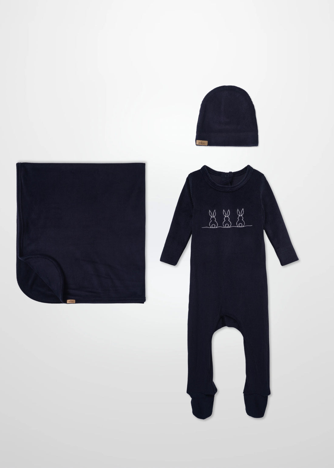 Embroidered Bunny Navy - Layette Set