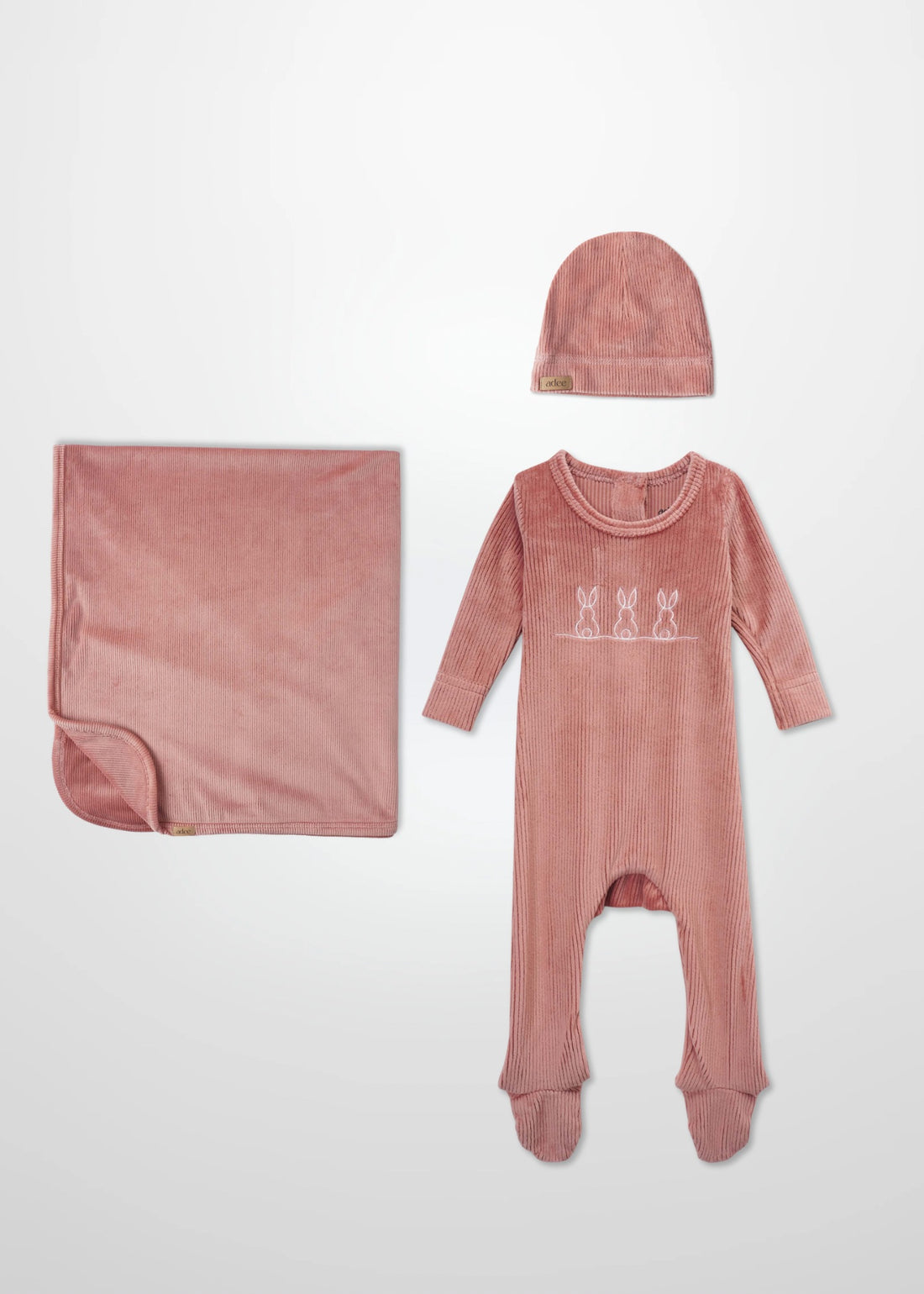Embroidered Bunny Pink - Layette Set