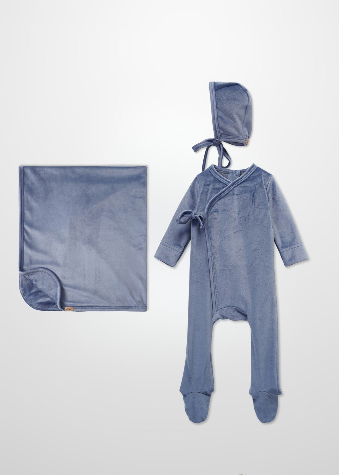 Velour Crossover Slate Blue - Layette Set with Bonnet