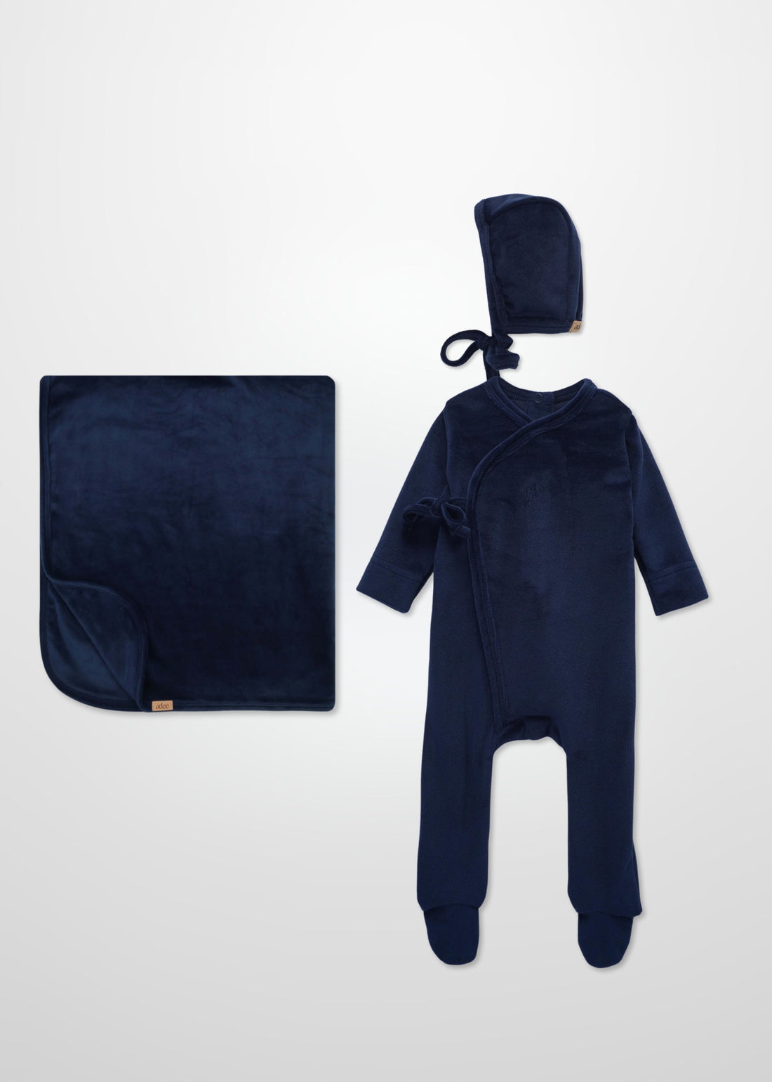 Velour Crossover Navy - Layette Set with Bonnet