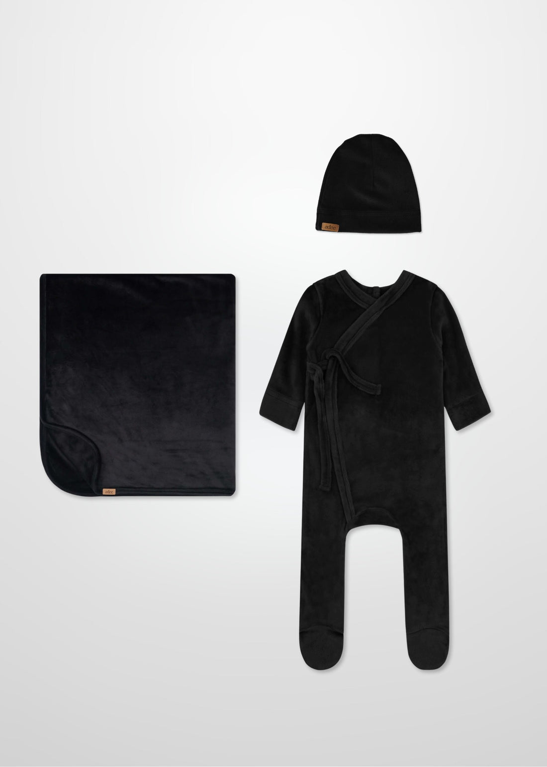 Velour Crossover Black - Layette Set with Beanie