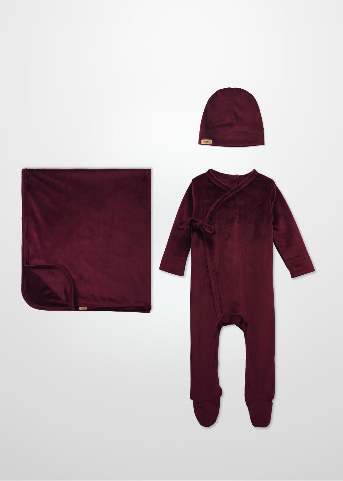 Velour Crossover Burgundy - Layette Set with Beanie