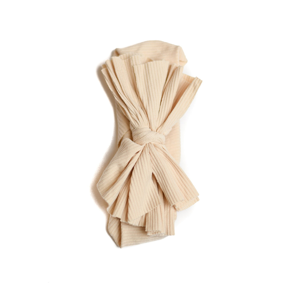 Bow Headband-Ivory by Nicessories, ribbed cream fabric baby headband.