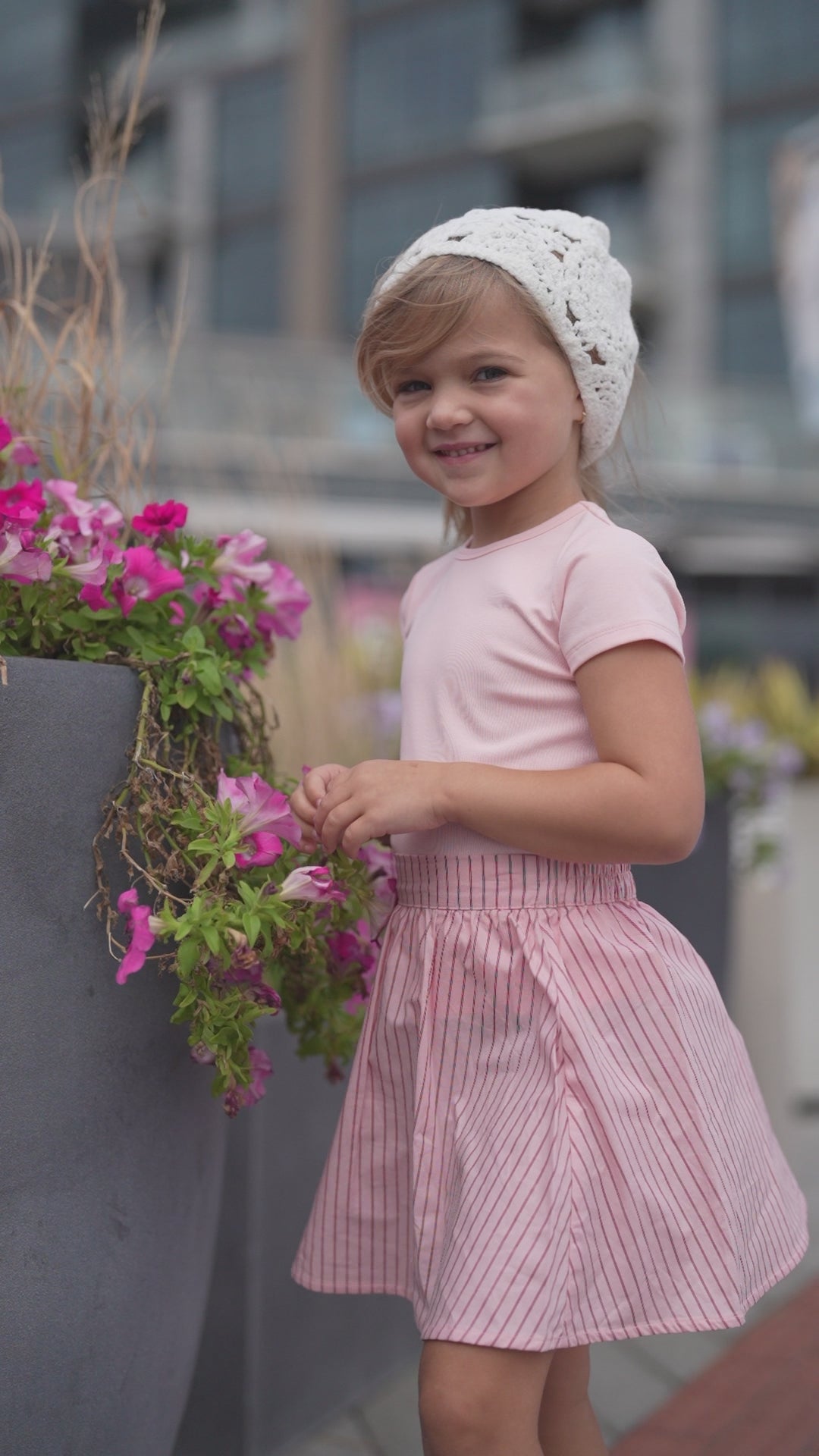 Striped Cotton Skirt - Pink