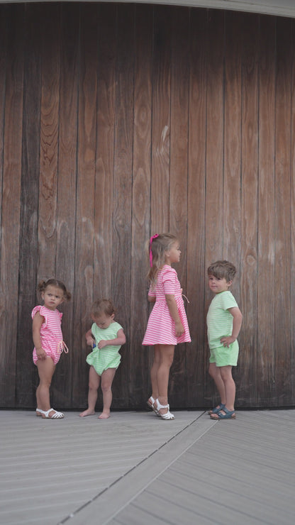 Neon Green Striped Romper