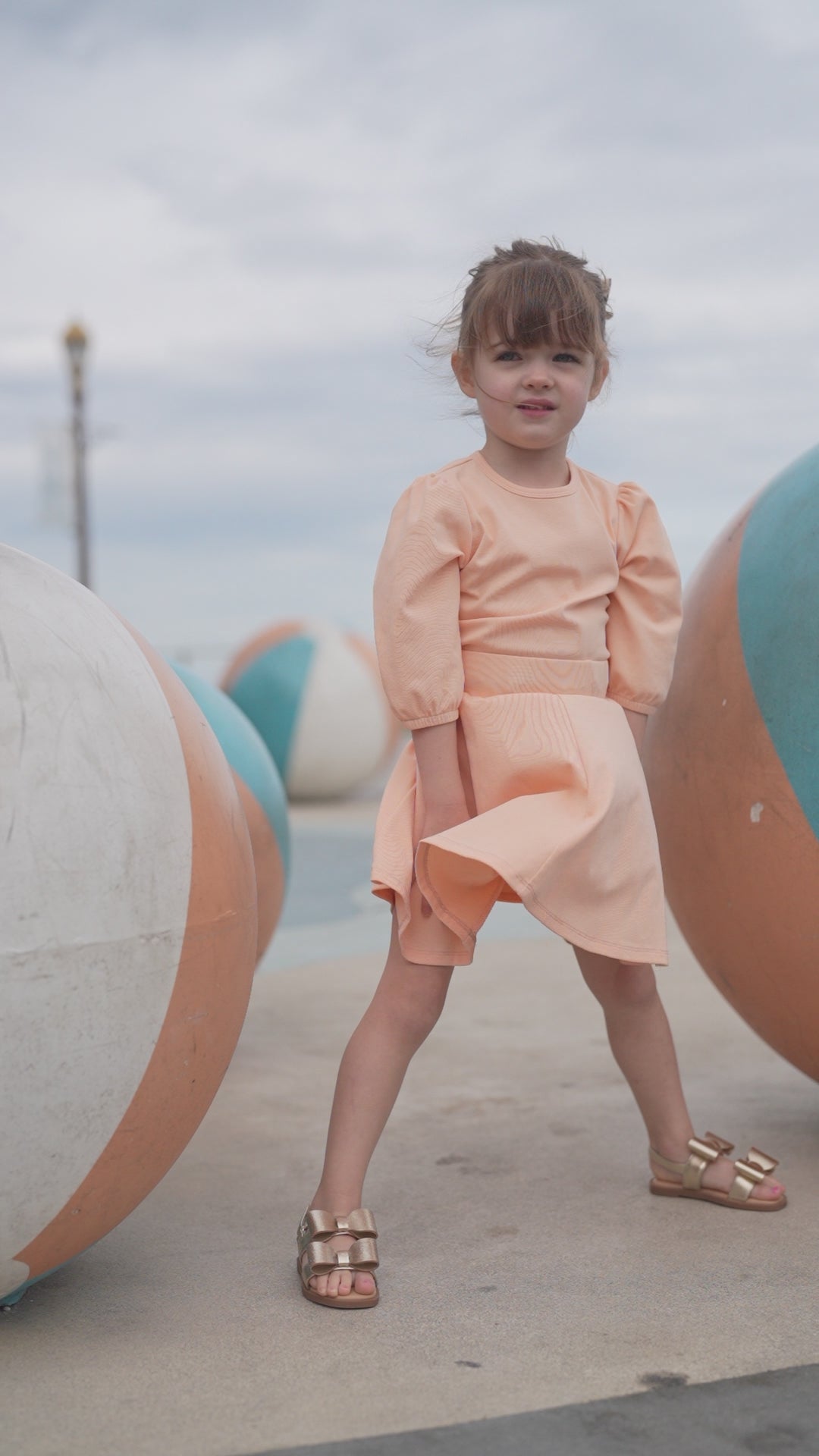 3/4 Puff Sleeve T-shirt - Peach