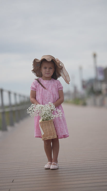 Pink Flower Dress - Short Sleeve