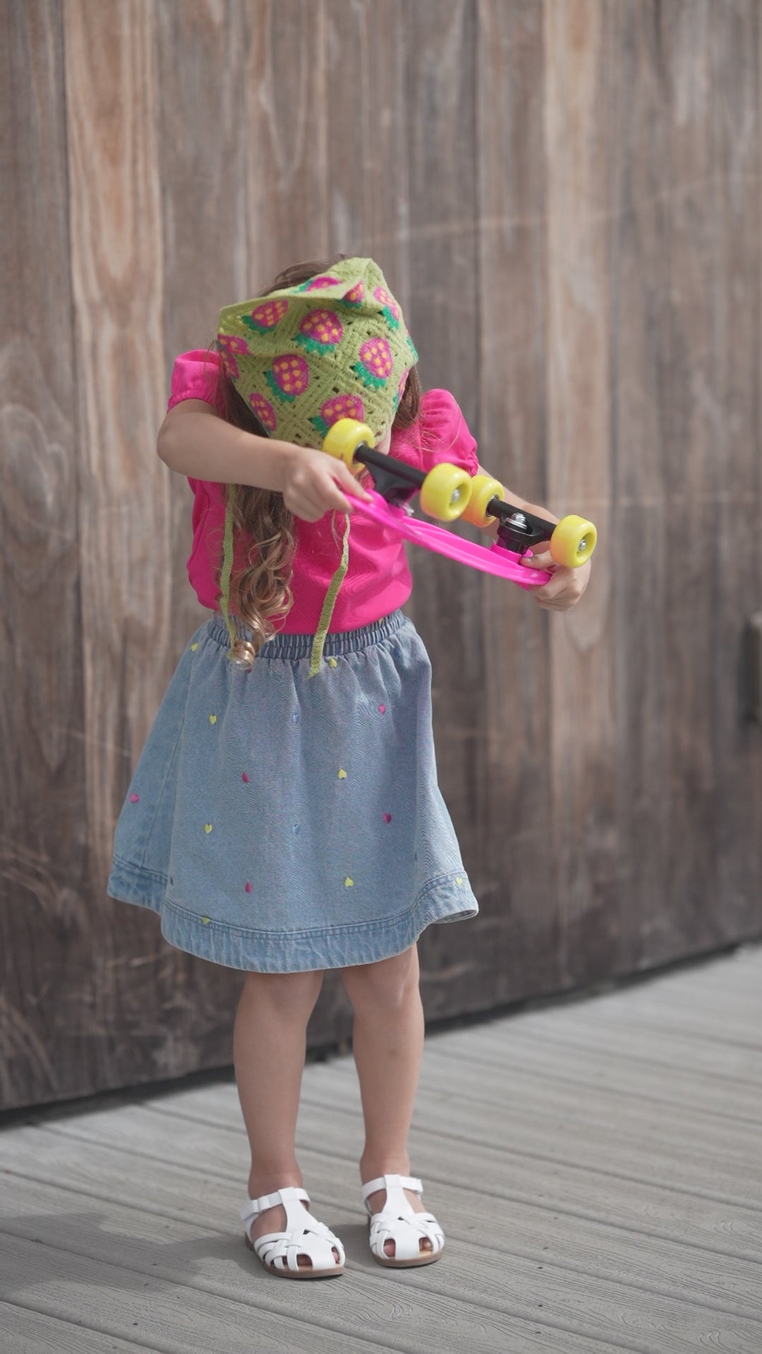 Embroidered Heart Denim Skirt