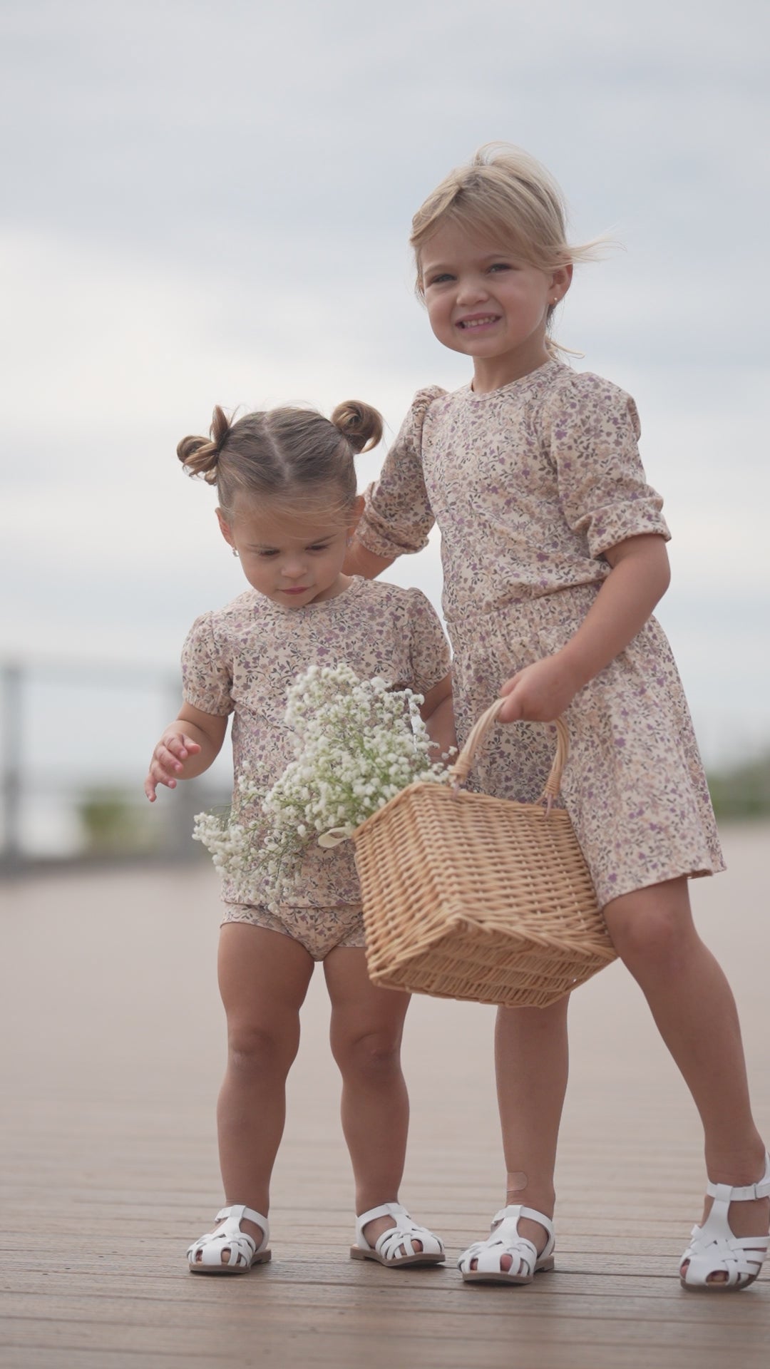 Purple Flower Shorts Set