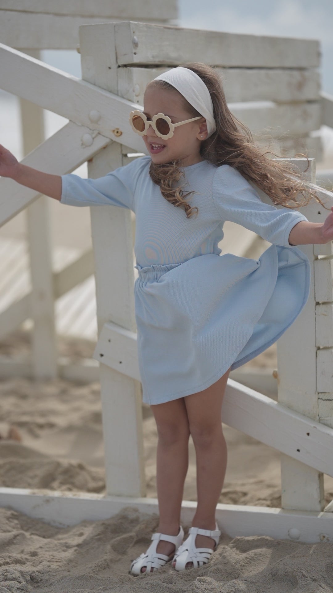 Paper Bag Waist Skirt - Light Blue